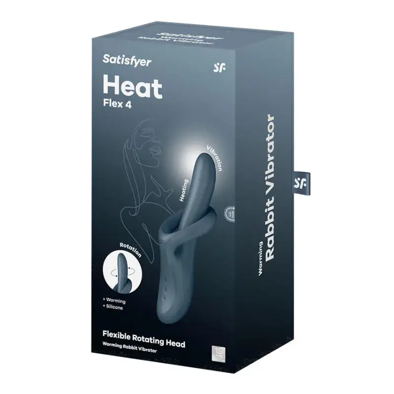 Rabbit rotante grigio con funzione di riscaldamento ‘Heat Flex 4’ SATISFYER