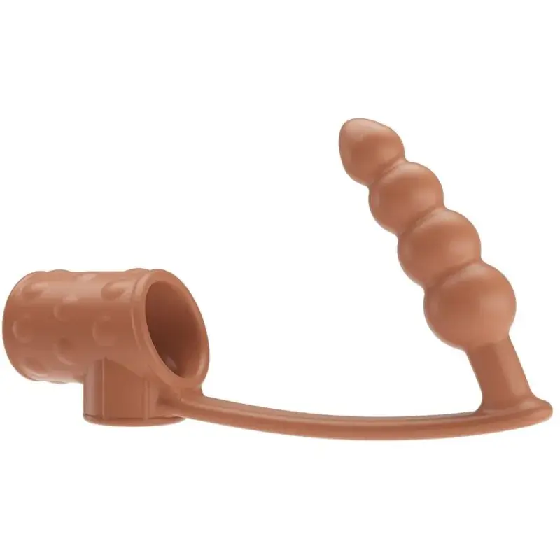 Anello per pene e testicoli con plug anale in TPE carne PRETTY LOVE
