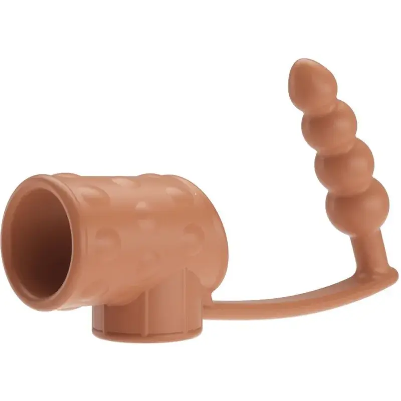 Anello per pene e testicoli con plug anale in TPE carne PRETTY LOVE