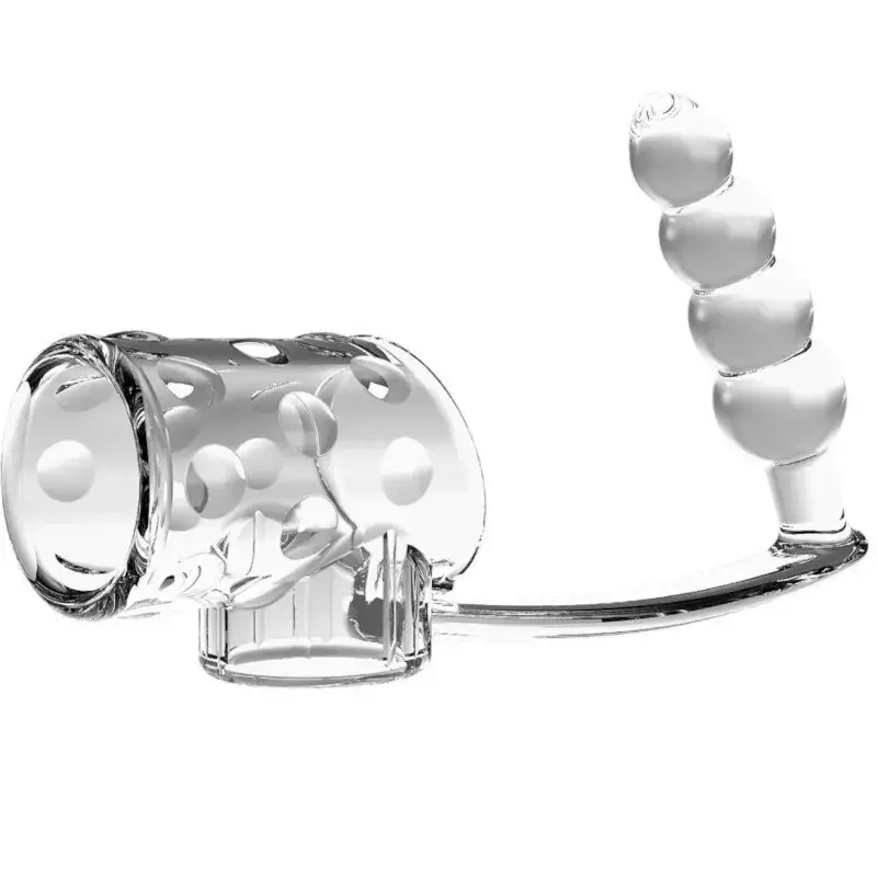 Anello per pene e testicoli con plug anale in TPE trasparente PRETTY LOVE