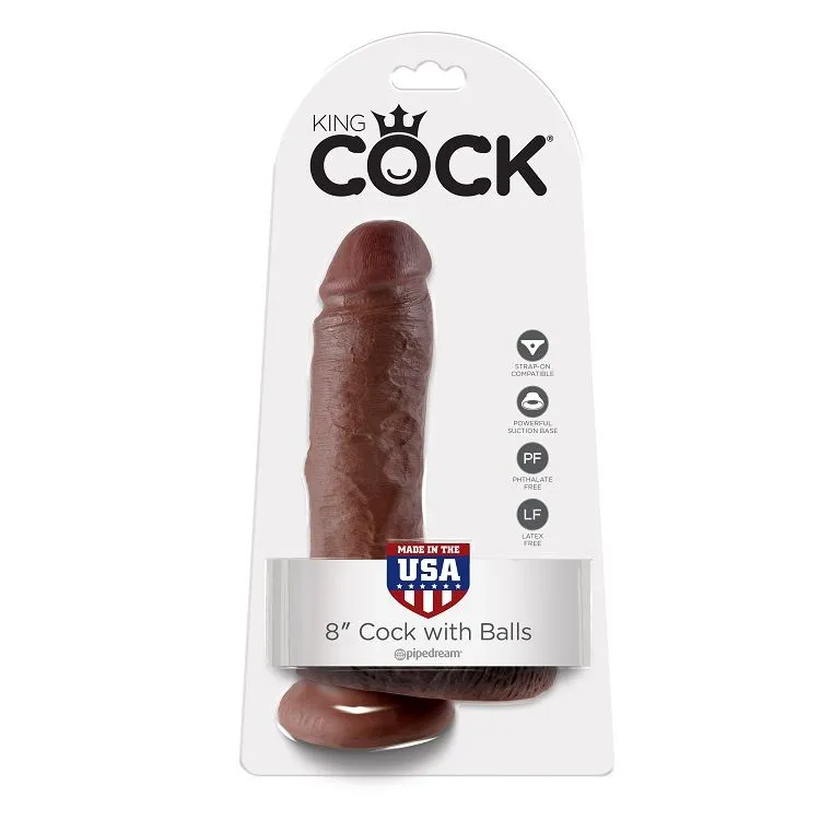 Dildo realistico marrone da 20,3 cm con ventosa e testicoli KING COCK 8″ PIPEDREAM