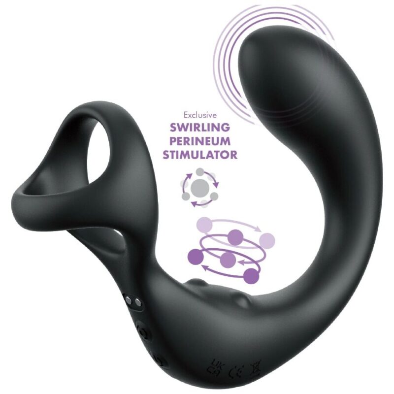 Massaggiatore vibrante per prostata e perineo con telecomando e anelli per pene e testicoli ‘ASS-GASM TAINT-ALIZER’ PIPEDREAM