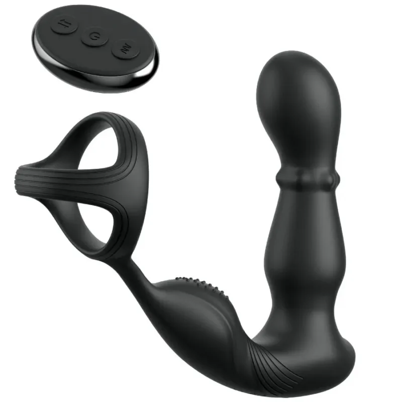 Plug anale vibrante con telecomando e anelli per pene e testicoli ‘ASS-GASM SLIDE & GLIDE’ PIPEDREAM