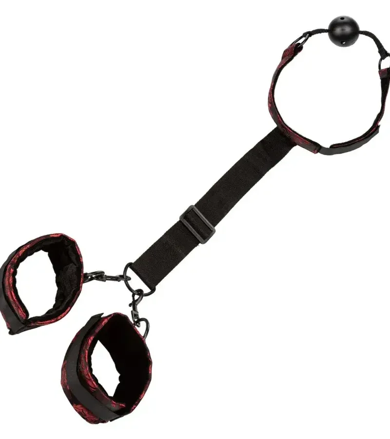 Ball gag forata con manette ‘Scandal’ CALEXOTICS