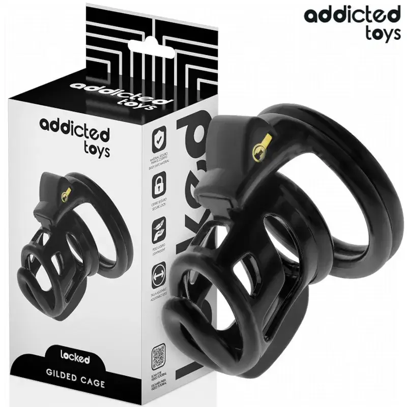 Gabbia di castità in metallo nero ‘GILDEN CAGE’ ADDICTED TOYS