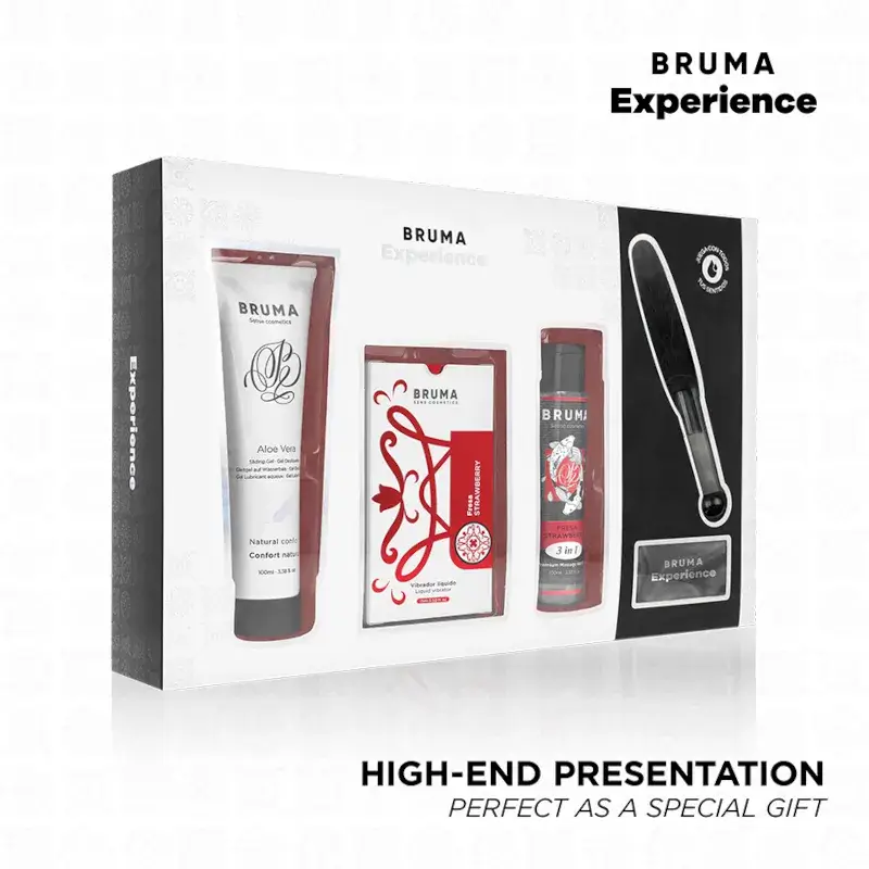 Kit erotico alla fragola con vibratore liquido BRUMA EXPERIENCE