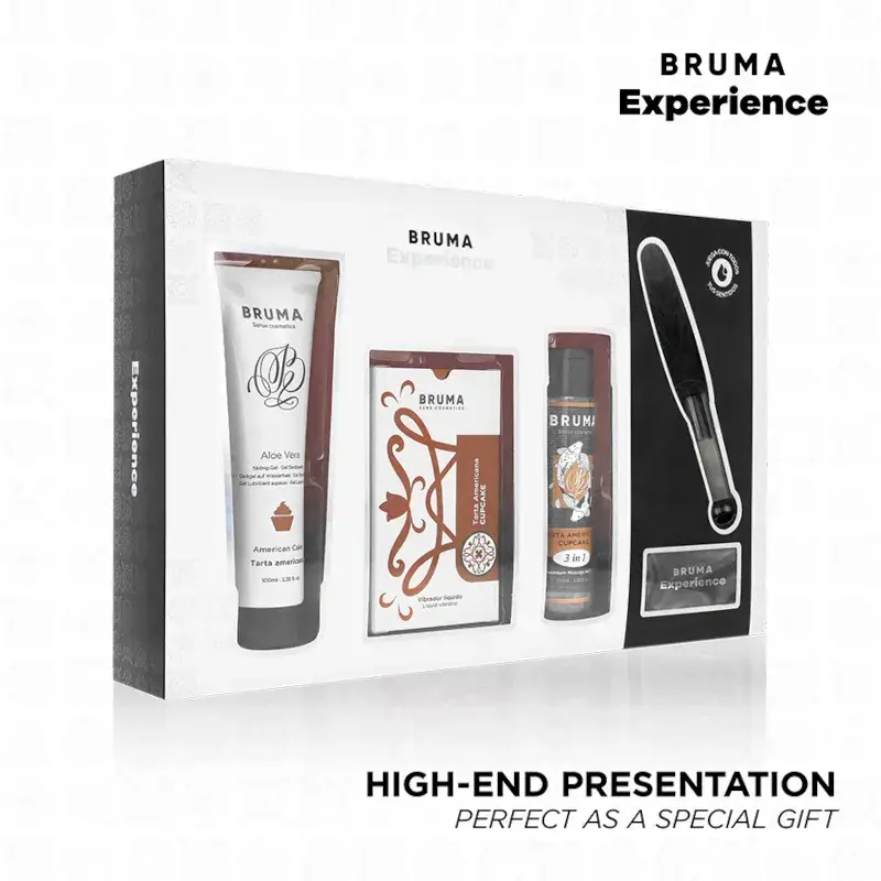 Kit erotico al gusto Cupcake con vibratore liquido BRUMA EXPERIENCE