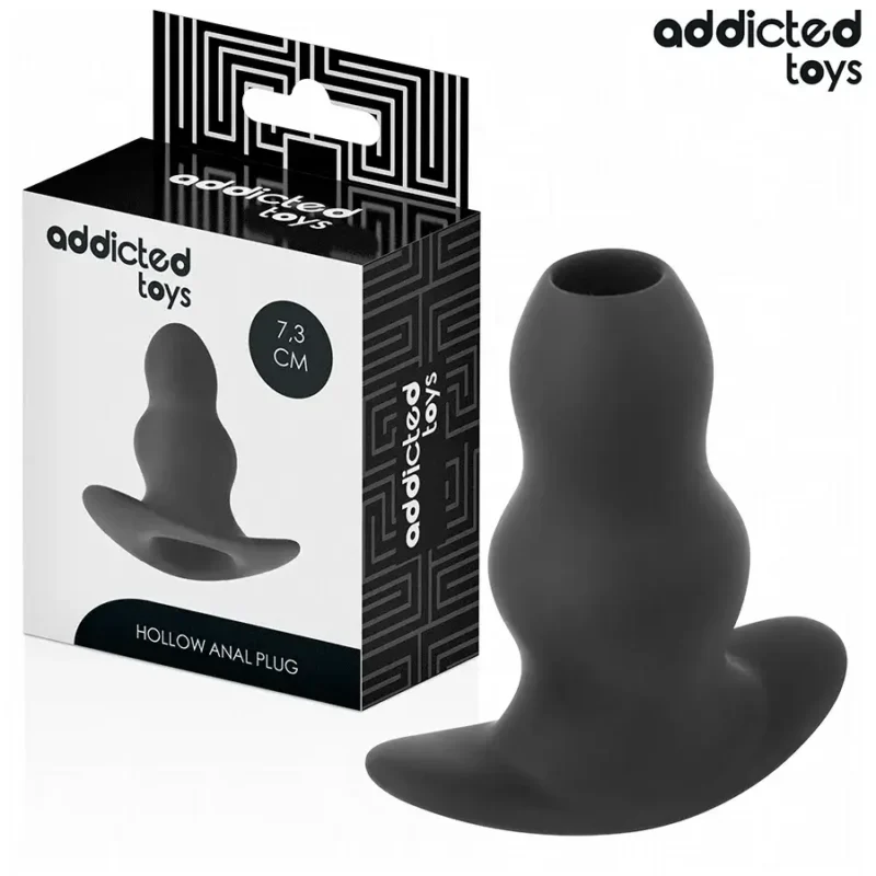 Anal plug forato in silicone nero Taglia S ADDICTED TOYS