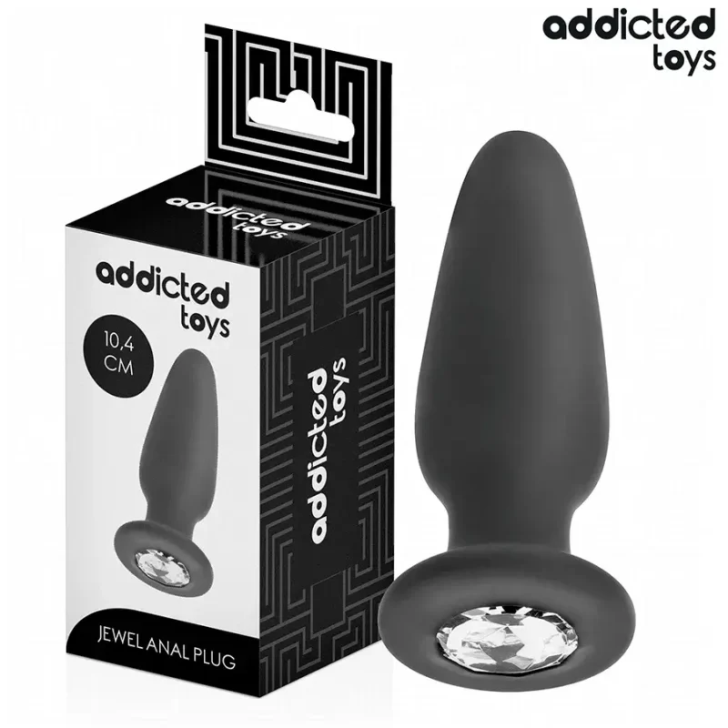 Plug anale in silicone nero con brillante 10,4 cm Taglia M ADDICTED TOYS