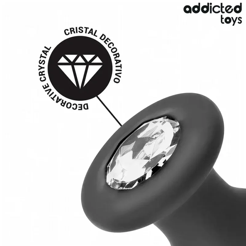 Plug anale in silicone nero con brillante 12,6 cm Taglia L ADDICTED TOYS