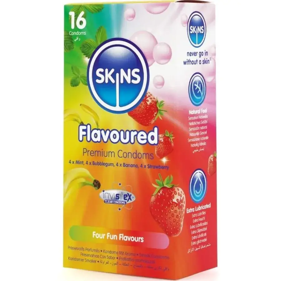 16 Preservativi aromatizzati multigusto ‘Flavoured’ SKINS