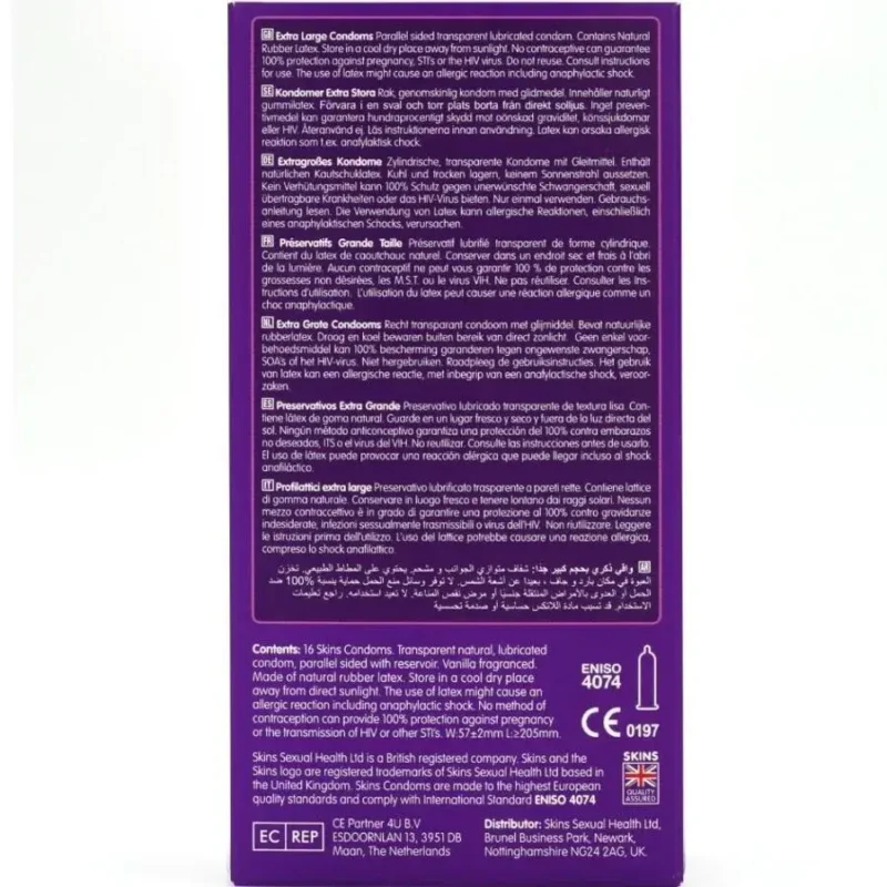16 Preservativi Extra Large Premium SKINS