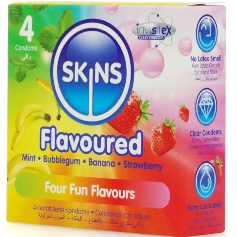 4 Preservativi aromatizzati multigusto ‘Flavoured’ SKINS