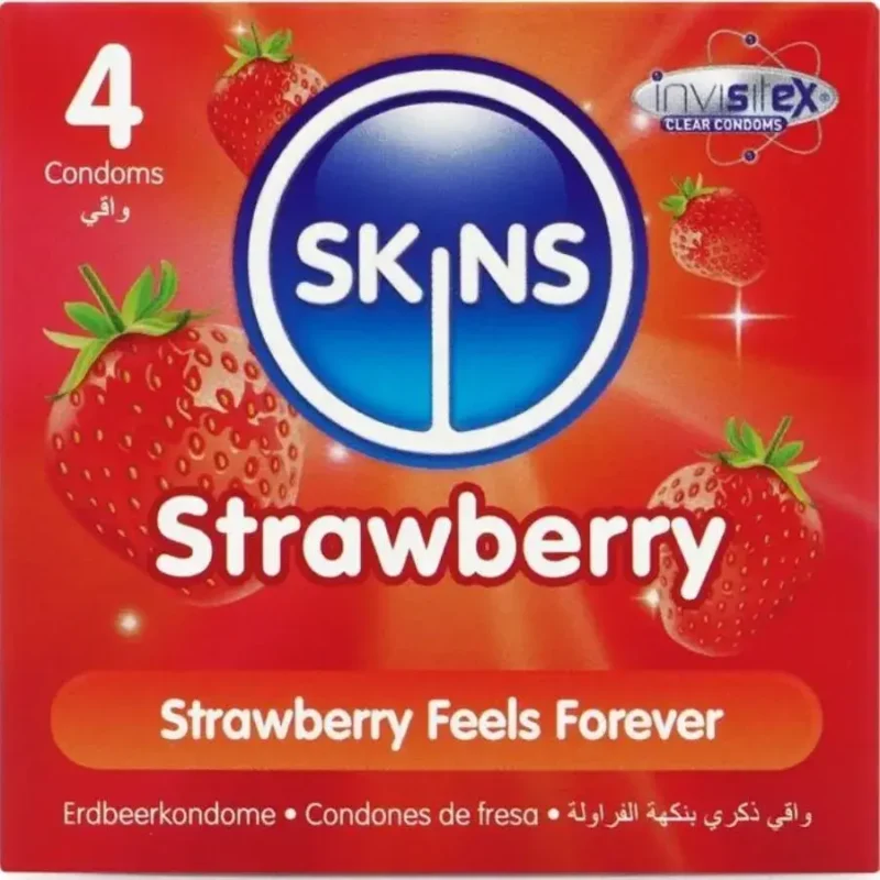 4 Preservativi alla fragola ‘Strawberry’ SKINS