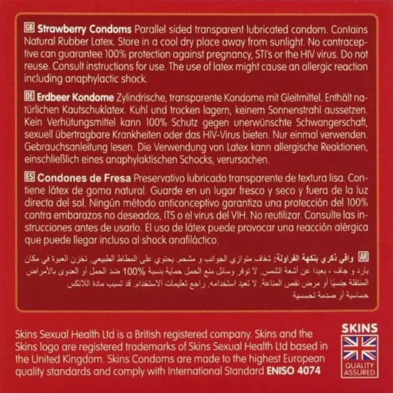 4 Preservativi alla fragola ‘Strawberry’ SKINS