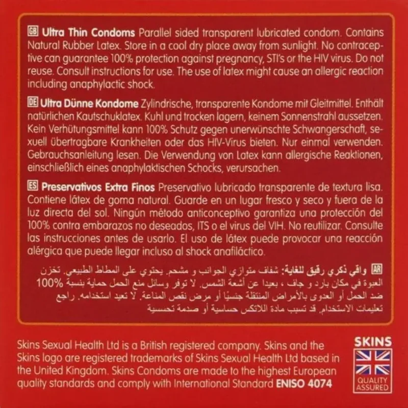 4 Preservativi ultra sottili ‘Ultra Thin’ SKINS