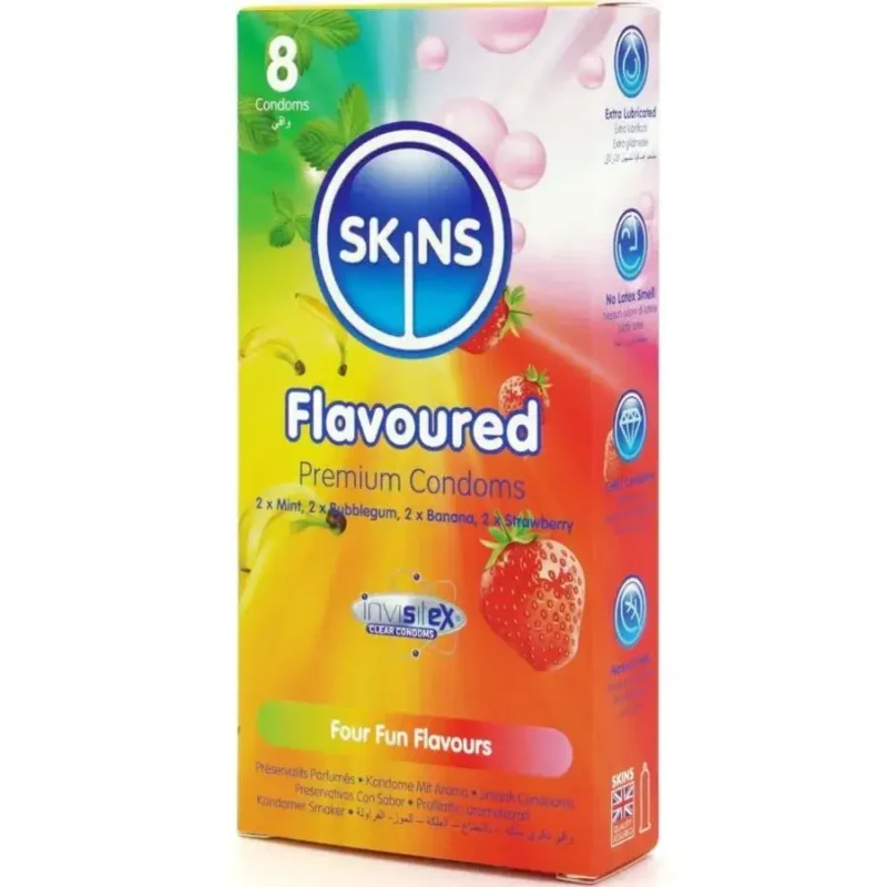 8 Preservativi aromatizzati multigusto ‘Flavoured’ SKINS