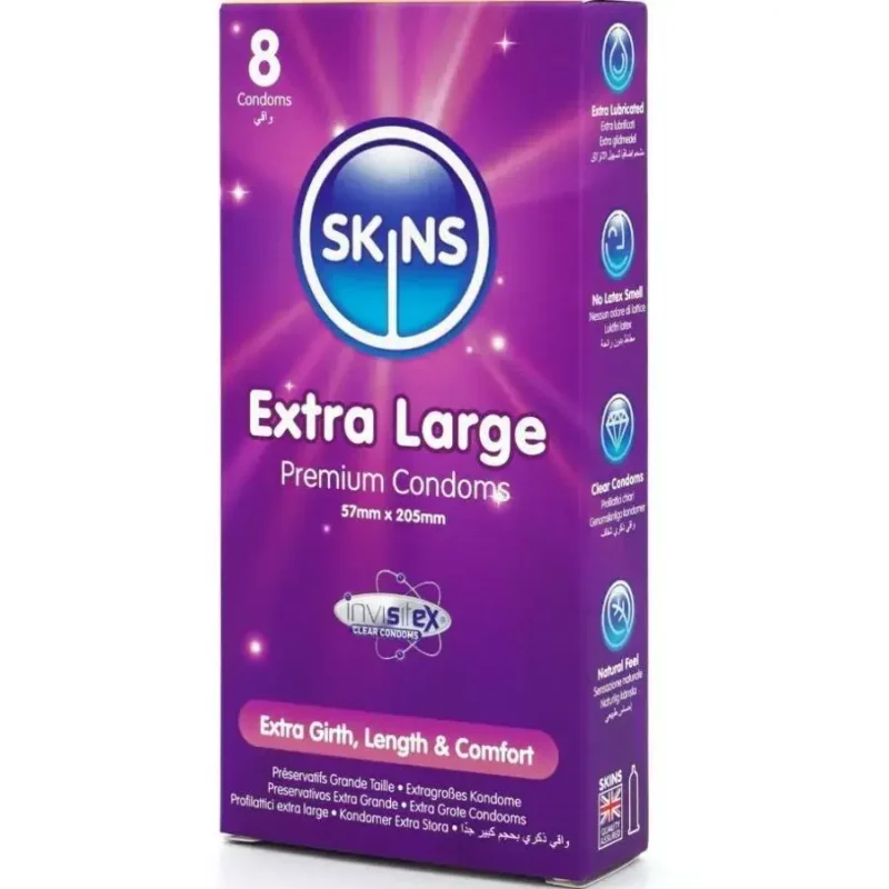 8 Preservativi Extra Large Premium SKINS