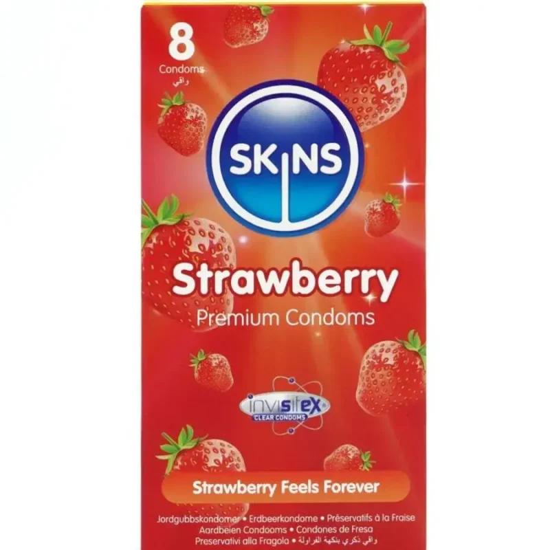 8 Preservativi alla fragola ‘Strawberry’ SKINS