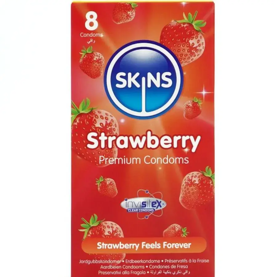 8 Preservativi alla fragola ‘Strawberry’ SKINS