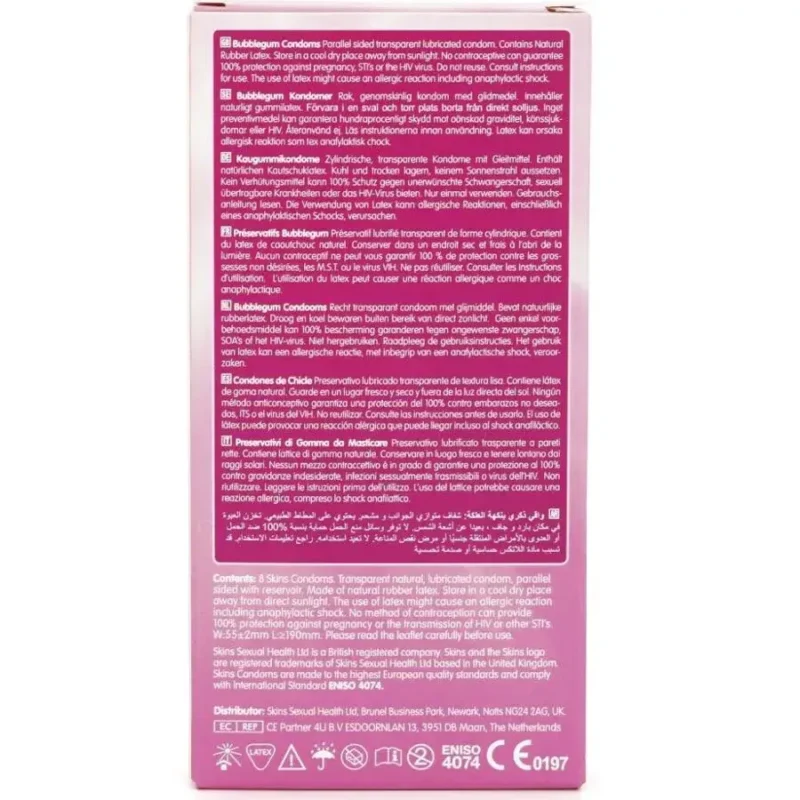 8 Preservativi gusto chewing gum ‘Bubblegum’ SKINS