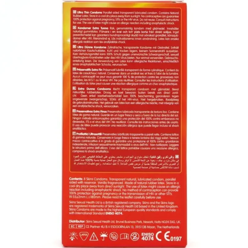 8 Preservativi ultra sottili ‘Ultra Thin’ SKINS