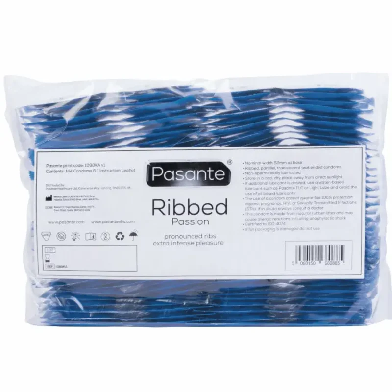 Sacchetto 144 Preservativi stimolanti ‘Ribbed Passion’ PASANTE