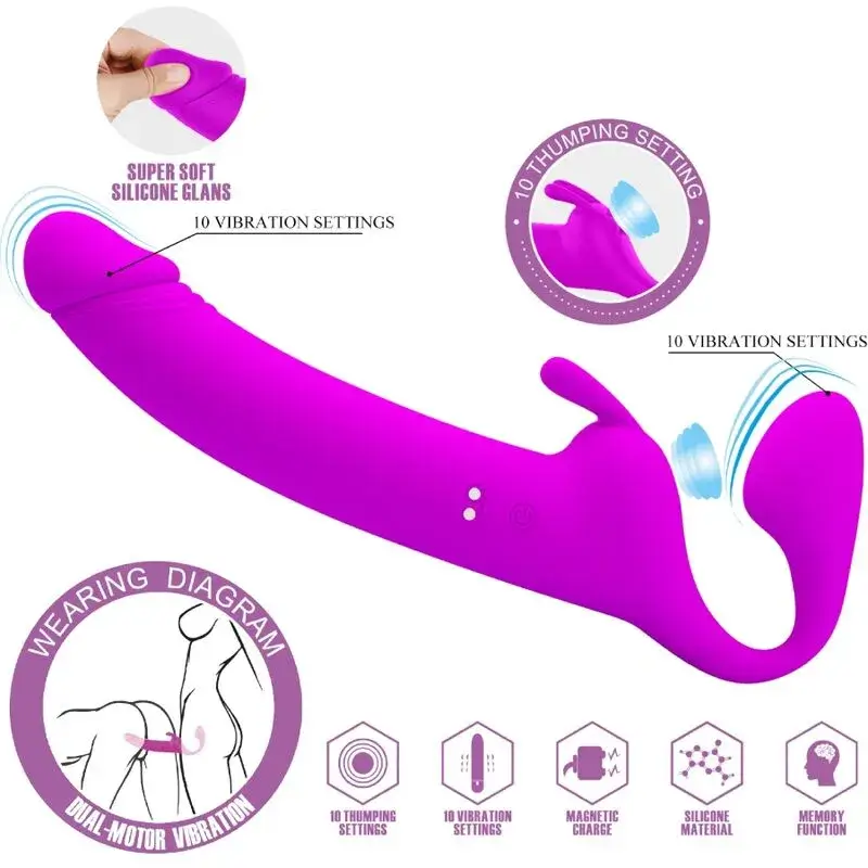 Strapless strap-on con 10 vibrazioni Strapless strap-on con 10 vibrazioni
