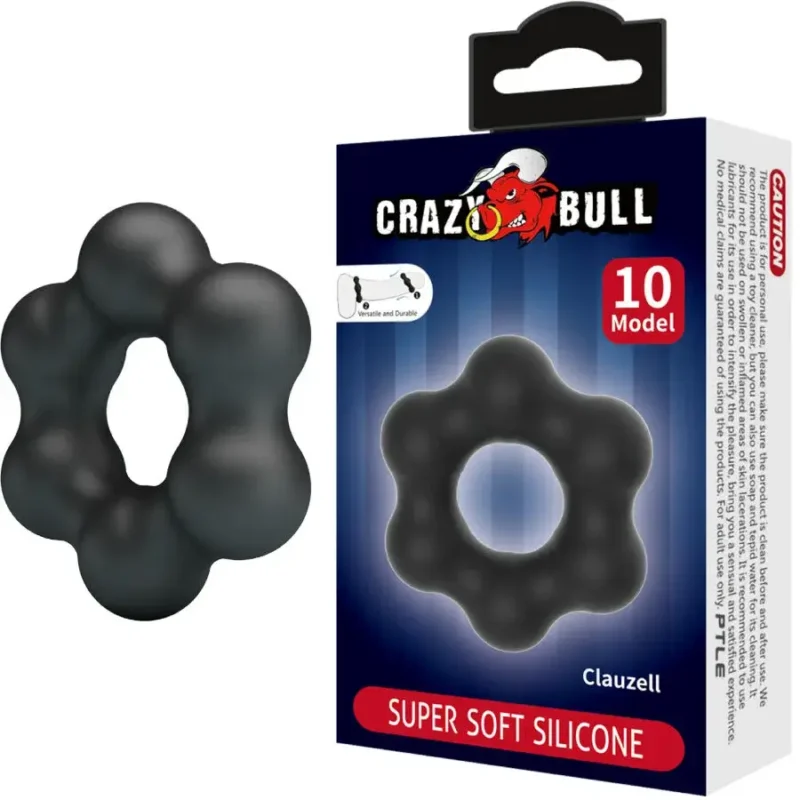 Anello per il pene in silicone nero ‘Clauzell’ CRAZY BULL