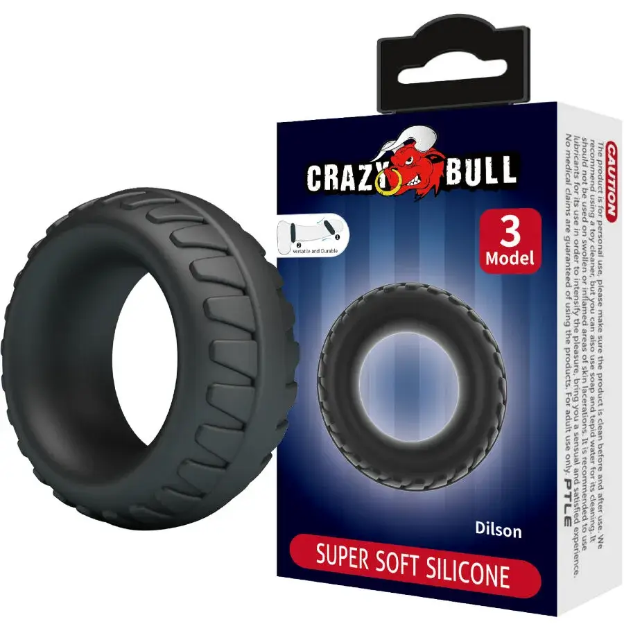 Anello per pene in silicone nero ‘Dilson’ CRAZY BULL