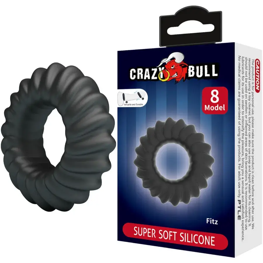 Anello per pene in silicone nero ‘Fitz’ CRAZY BULL
