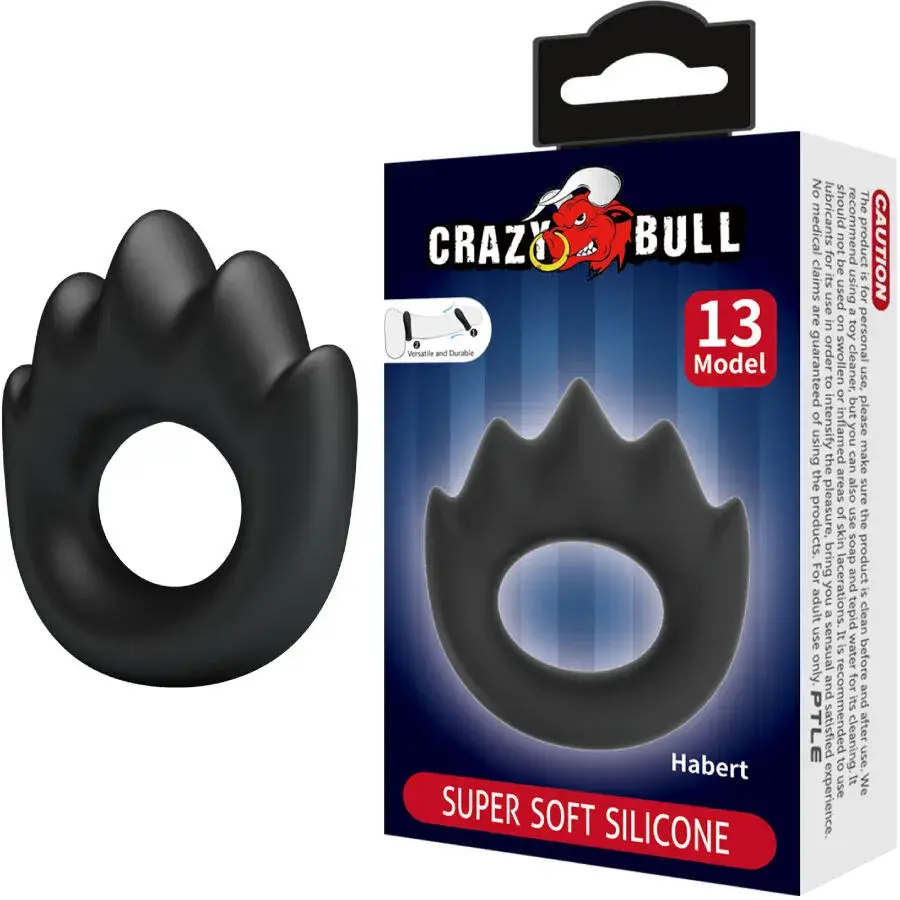 Anello per pene in silicone nero ‘Habert’ CRAZY BULL