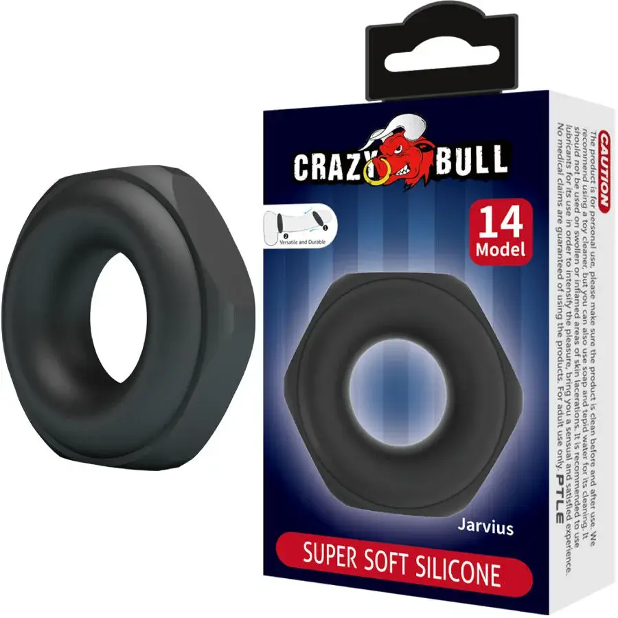 Anello per pene in silicone nero ‘Jarvius’ CRAZY BULL