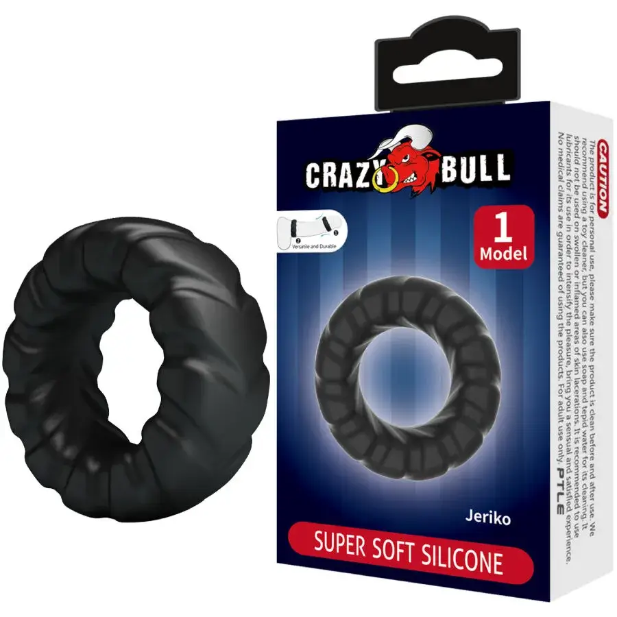 Anello per pene in silicone nero ‘Jerico’ CRAZY BULL