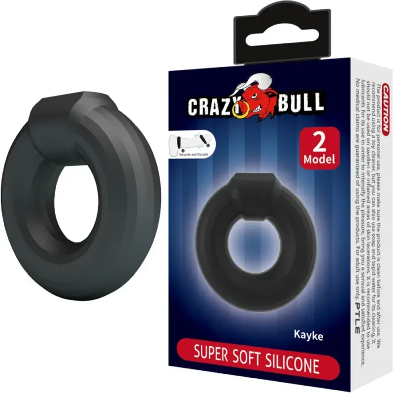 Anello per pene in silicone nero ‘Kayke’ CRAZY BULL