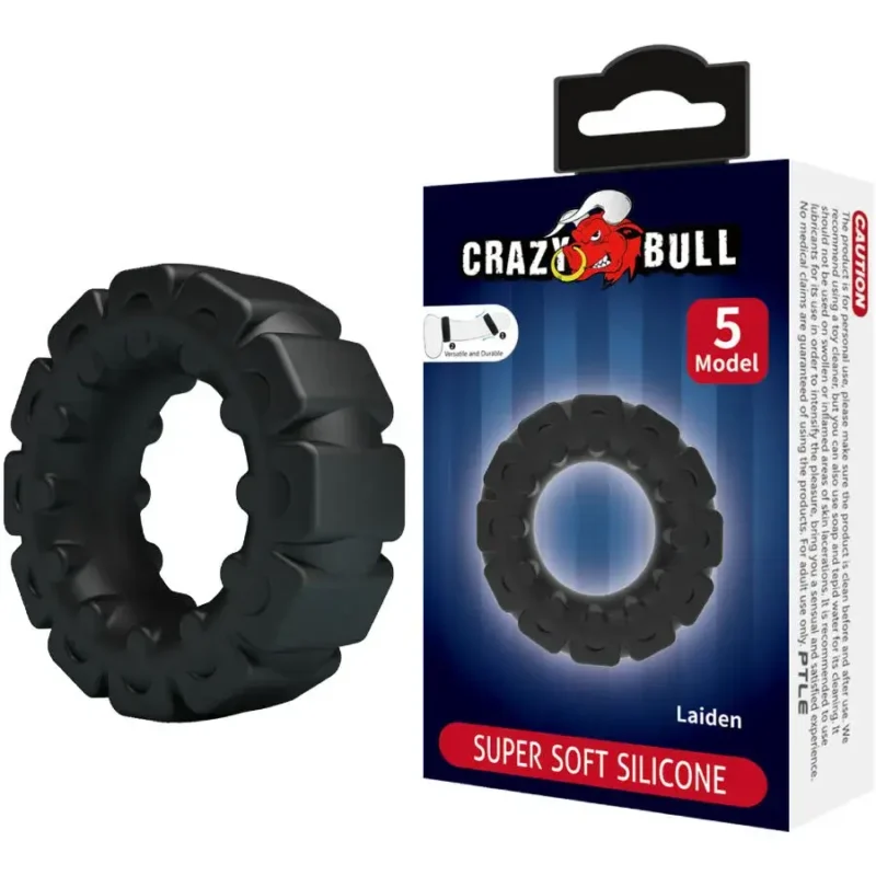 Anello per il pene in silicone nero ‘Laiden’ CRAZY BULL