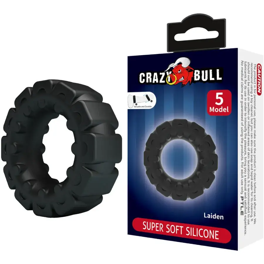 Anello per il pene in silicone nero ‘Laiden’ CRAZY BULL