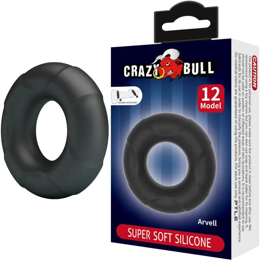 Anello per il pene in silicone nero ‘Arvell’ CRAZY BULL