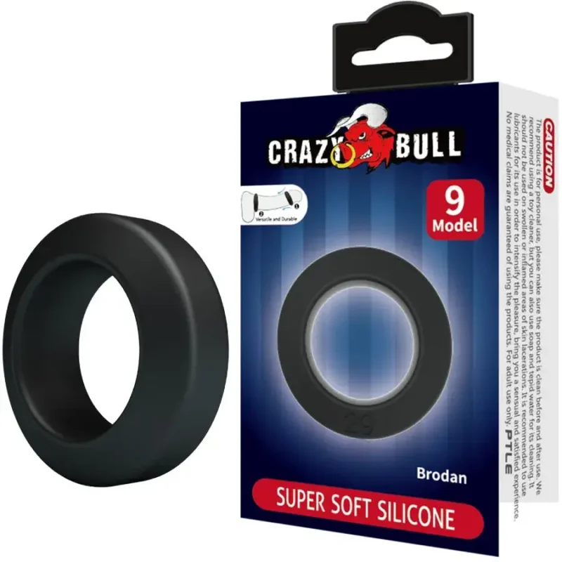 Anello per il pene in silicone nero ‘Brodan’ CRAZY BULL
