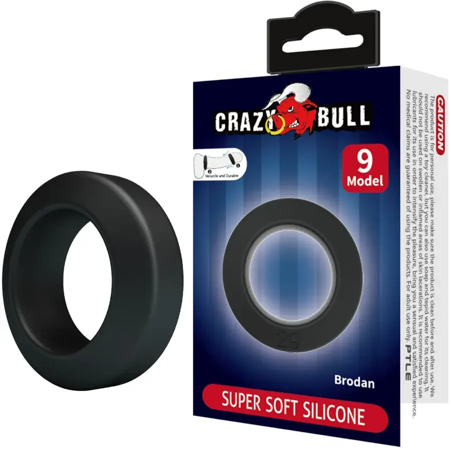 Anello per il pene in silicone nero ‘Brodan’ CRAZY BULL