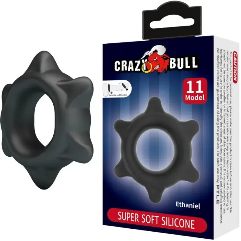 Anello per il pene in silicone nero ‘Ethaniel’ CRAZY BULL