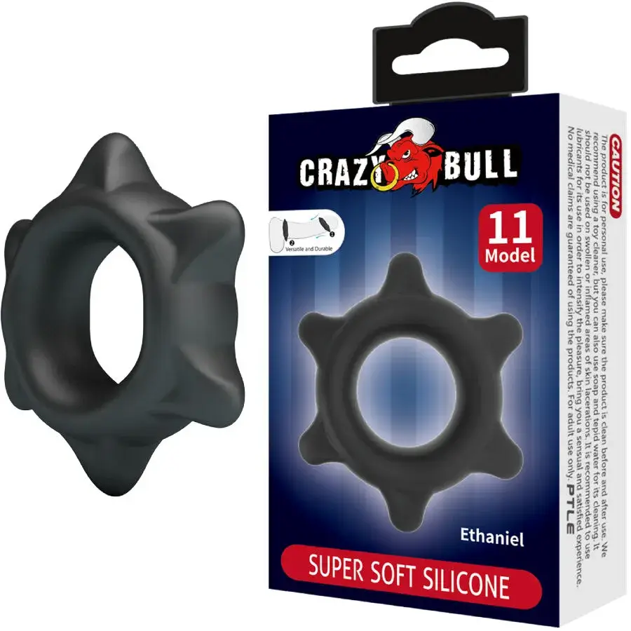 Anello per il pene in silicone nero ‘Ethaniel’ CRAZY BULL