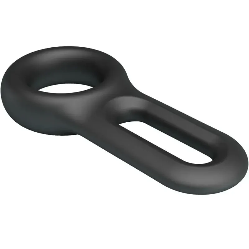 Doppio anello per pene e testicoli in silicone nero ‘Oniel’ CRAZY BULL