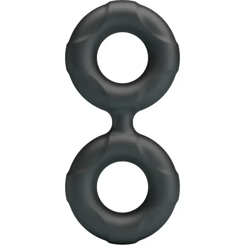Doppio anello per pene e testicoli in silicone nero ‘Radwan’ CRAZY BULL