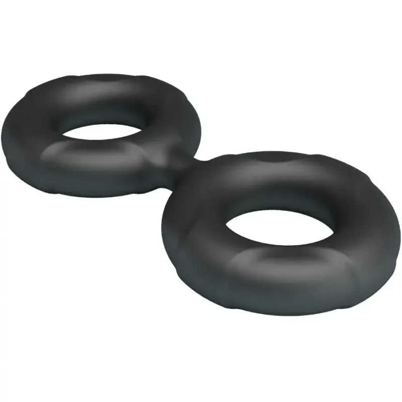 Doppio anello per pene e testicoli in silicone nero ‘Radwan’ CRAZY BULL