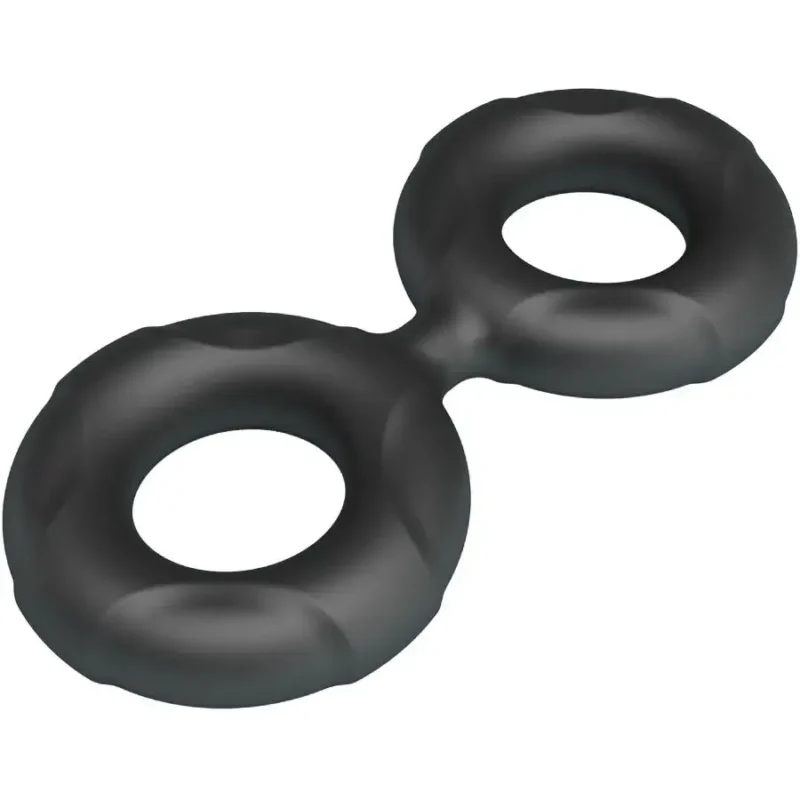 Doppio anello per pene e testicoli in silicone nero ‘Radwan’ CRAZY BULL