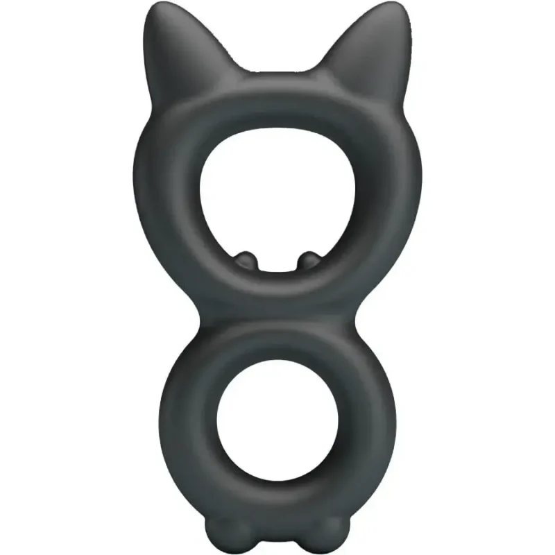 Doppio anello per pene e testicoli in silicone nero ‘Toran’ CRAZY BULL