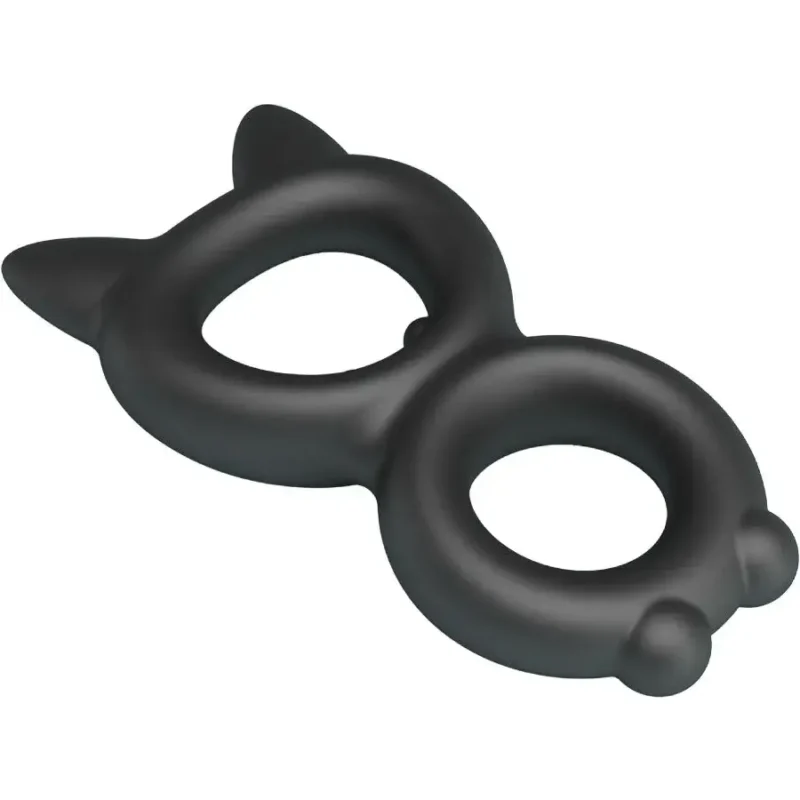 Doppio anello per pene e testicoli in silicone nero ‘Toran’ CRAZY BULL