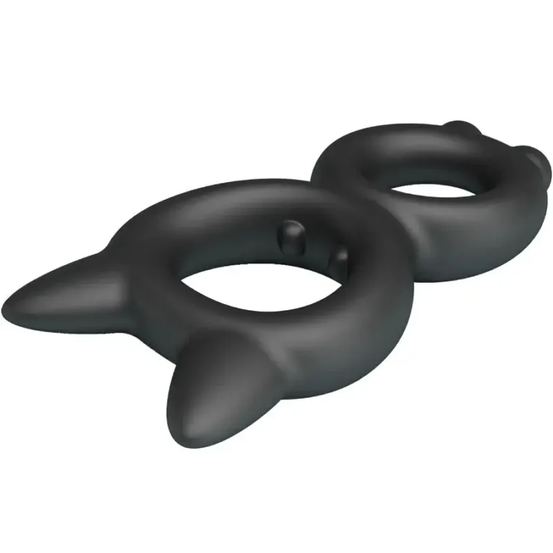 Doppio anello per pene e testicoli in silicone nero ‘Toran’ CRAZY BULL