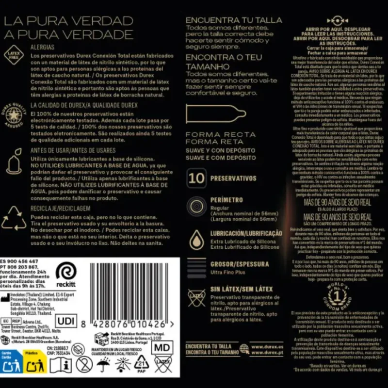 Preservativi XL ultra sottili senza lattice DUREX - TOTAL CONNECTION